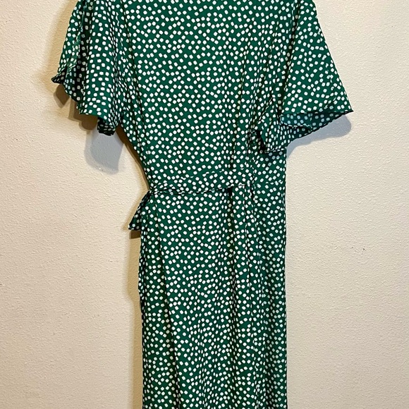 Aachoae Green Polka Dot Ruffle Dress. Ruffled short sleeve wrap dress Size XXL - Picture 6 of 7